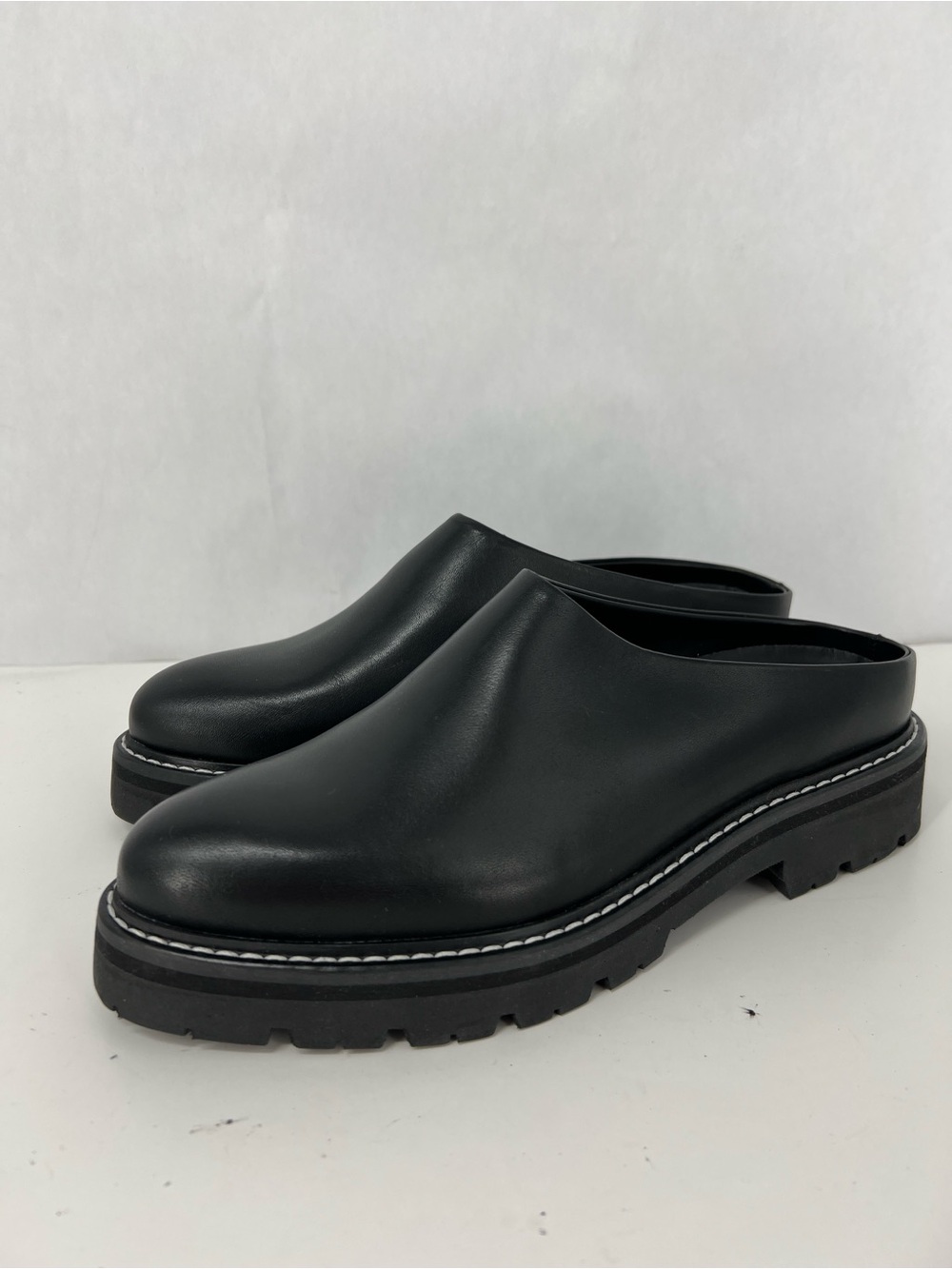 Jenni Kayne Black Leather Slip-On Mules nwob